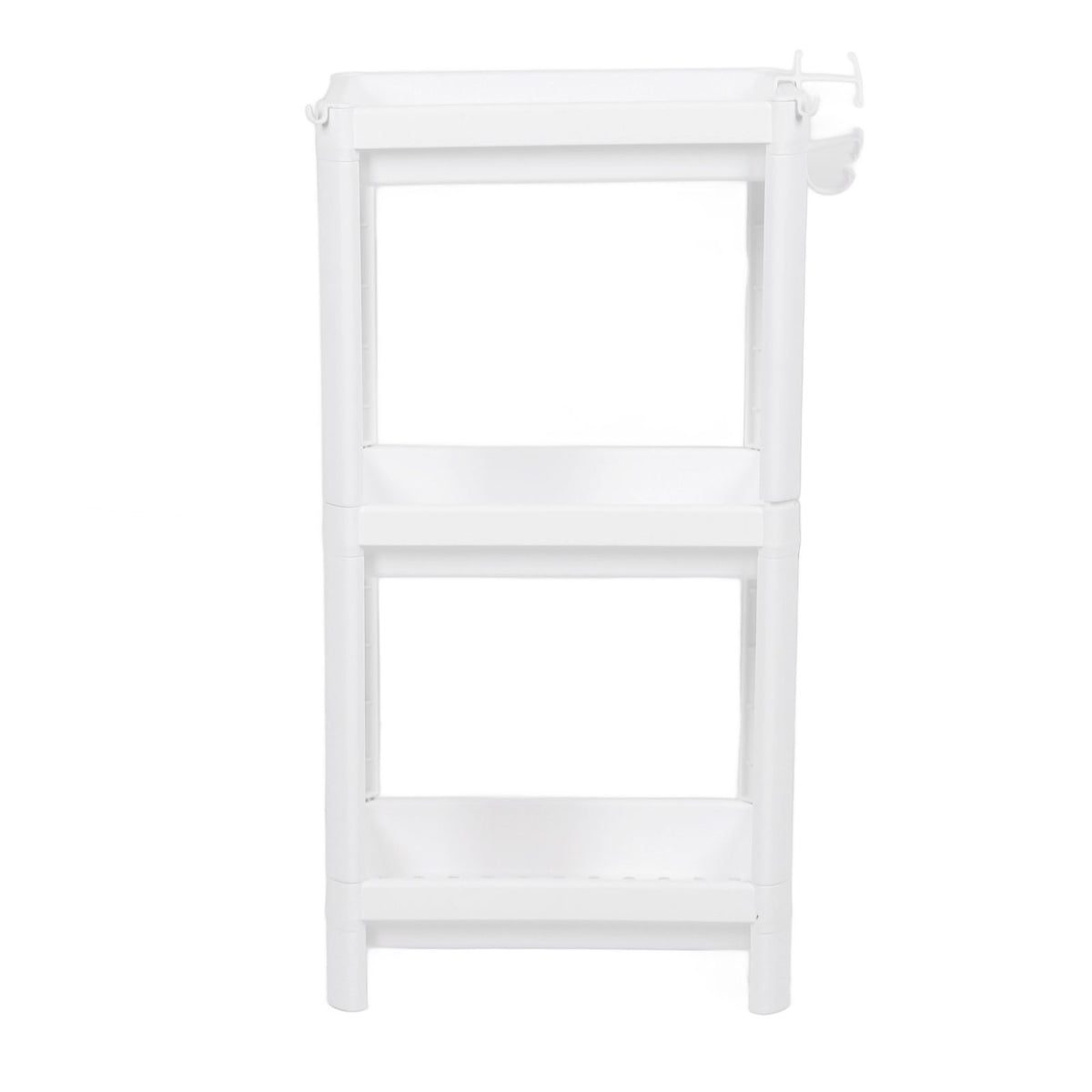 Bathroom Tower Shelf Plastic Freestanding Storage Rack Organizer Multifunctional Shelving Unit for Living Room Bedroom Kitchen White 3 Layers