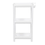 Bathroom Tower Shelf Plastic Freestanding Storage Rack Organizer Multifunctional Shelving Unit for Living Room Bedroom Kitchen White 3 Layers