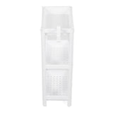 Bathroom Tower Shelf Plastic Freestanding Storage Rack Organizer Multifunctional Shelving Unit for Living Room Bedroom Kitchen White 3 Layers