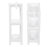 Bathroom Tower Shelf Plastic Freestanding Storage Rack Organizer Multifunctional Shelving Unit for Living Room Bedroom Kitchen White 3 Layers