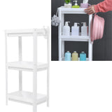 Bathroom Tower Shelf Plastic Freestanding Storage Rack Organizer Multifunctional Shelving Unit for Living Room Bedroom Kitchen White 3 Layers