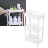 Bathroom Tower Shelf Plastic Freestanding Storage Rack Organizer Multifunctional Shelving Unit for Living Room Bedroom Kitchen White 3 Layers