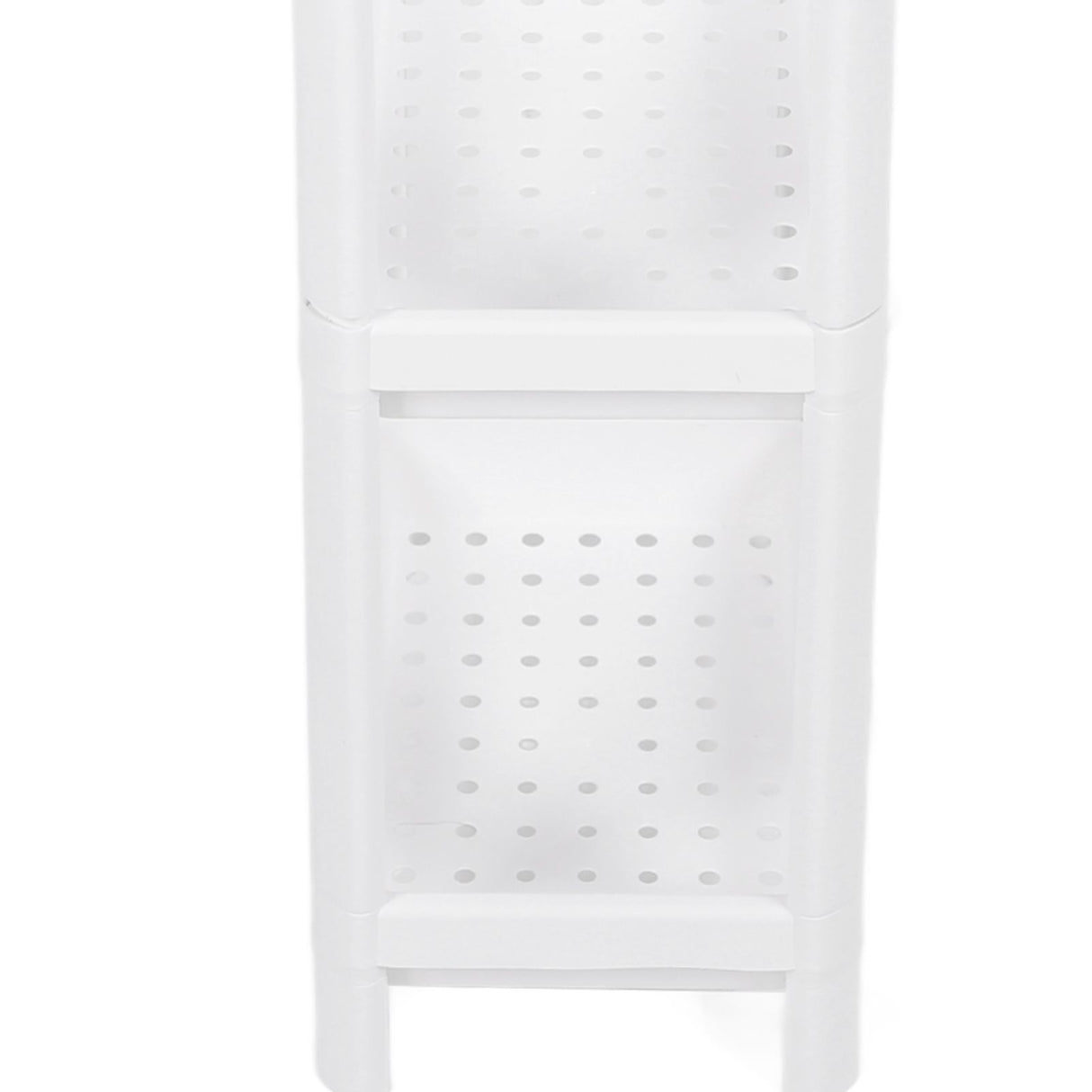 Bathroom Tower Shelf Plastic Freestanding Storage Rack Organizer Multifunctional Shelving Unit for Living Room Bedroom Kitchen White 3 Layers