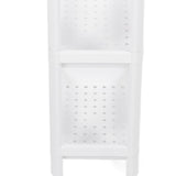 Bathroom Tower Shelf Plastic Freestanding Storage Rack Organizer Multifunctional Shelving Unit for Living Room Bedroom Kitchen White 3 Layers