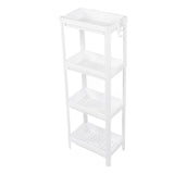 Bathroom Tower Shelf Plastic Freestanding Storage Rack Organizer Multifunctional Shelving Unit for Living Room Bedroom Kitchen White 4 Layers - Side View