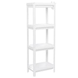 Bathroom Tower Shelf Plastic Freestanding Storage Rack Organizer Multifunctional Shelving Unit for Living Room Bedroom Kitchen White 4 Layers - Top-Down View