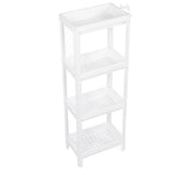 Bathroom Tower Shelf Plastic Freestanding Storage Rack Organizer Multifunctional Shelving Unit for Living Room Bedroom Kitchen White 4 Layers - 45-Degree Angle