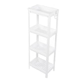 Bathroom Tower Shelf Plastic Freestanding Storage Rack Organizer Multifunctional Shelving Unit for Living Room Bedroom Kitchen White 4 Layers