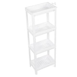Bathroom Tower Shelf Plastic Freestanding Storage Rack Organizer Multifunctional Shelving Unit for Living Room Bedroom Kitchen White 4 Layers - Low Angle