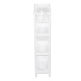 Bathroom Tower Shelf Plastic Freestanding Storage Rack Organizer Multifunctional Shelving Unit for Living Room Bedroom Kitchen White 4 Layers