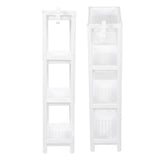 Bathroom Tower Shelf Plastic Freestanding Storage Rack Organizer Multifunctional Shelving Unit for Living Room Bedroom Kitchen White 4 Layers