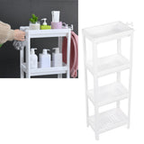 Bathroom Tower Shelf Plastic Freestanding Storage Rack Organizer Multifunctional Shelving Unit for Living Room Bedroom Kitchen White 4 Layers - Extra Image