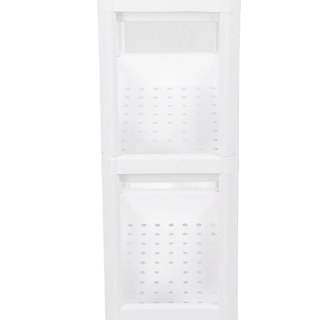 Bathroom Tower Shelf Plastic Freestanding Storage Rack Organizer Multifunctional Shelving Unit for Living Room Bedroom Kitchen White 4 Layers