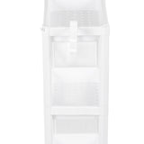 Bathroom Tower Shelf Plastic Freestanding Storage Rack Organizer Multifunctional Shelving Unit for Living Room Bedroom Kitchen White 4 Layers - Extra Image
