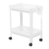 Bathroom Tower Shelf Plastic Freestanding Storage Rack Organizer Multifunctional Shelving Unit for Living Room Bedroom Kitchen White 2 Layers (with Wheel)