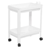 Bathroom Tower Shelf Plastic Freestanding Storage Rack Organizer Multifunctional Shelving Unit for Living Room Bedroom Kitchen White 2 Layers (with Wheel)