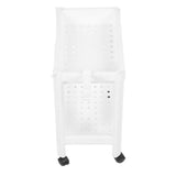 Bathroom Tower Shelf Plastic Freestanding Storage Rack Organizer Multifunctional Shelving Unit for Living Room Bedroom Kitchen White 2 Layers (with Wheel)