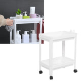 Bathroom Tower Shelf Plastic Freestanding Storage Rack Organizer Multifunctional Shelving Unit for Living Room Bedroom Kitchen White 2 Layers (with Wheel)