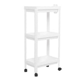 Bathroom Tower Shelf Plastic Freestanding Storage Rack Organizer Multifunctional Shelving Unit for Living Room Bedroom Kitchen White 3 Layers (with Wheel)