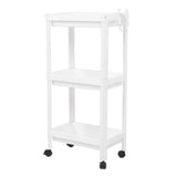 Bathroom Tower Shelf Plastic Freestanding Storage Rack Organizer Multifunctional Shelving Unit for Living Room Bedroom Kitchen White 3 Layers (with Wheel)