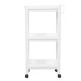 Bathroom Tower Shelf Plastic Freestanding Storage Rack Organizer Multifunctional Shelving Unit for Living Room Bedroom Kitchen White 3 Layers (with Wheel)