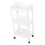 Bathroom Tower Shelf Plastic Freestanding Storage Rack Organizer Multifunctional Shelving Unit for Living Room Bedroom Kitchen White 3 Layers (with Wheel) - Low Angle