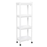 Bathroom Tower Shelf Plastic Freestanding Storage Rack Organizer Multifunctional Shelving Unit for Living Room Bedroom Kitchen White 4 Layers (with Wheel) - Top-Down View