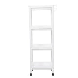 Bathroom Tower Shelf Plastic Freestanding Storage Rack Organizer Multifunctional Shelving Unit for Living Room Bedroom Kitchen White 4 Layers (with Wheel)