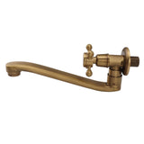 Antique Garden Faucet with Extended Spout Antifreezing Copper Wall Mount Single Cold Water Tap for Washing Round Spout