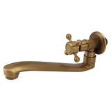 Antique Garden Faucet with Extended Spout Antifreezing Copper Wall Mount Single Cold Water Tap for Washing Round Spout