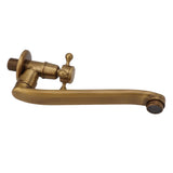 Antique Garden Faucet with Extended Spout Antifreezing Copper Wall Mount Single Cold Water Tap for Washing Round Spout - Close-Up Angle