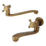 Antique Garden Faucet with Extended Spout Antifreezing Copper Wall Mount Single Cold Water Tap for Washing Round Spout