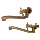 Antique Garden Faucet with Extended Spout Antifreezing Copper Wall Mount Single Cold Water Tap for Washing Round Spout