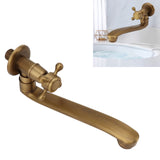 Antique Garden Faucet with Extended Spout Antifreezing Copper Wall Mount Single Cold Water Tap for Washing Round Spout