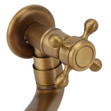 Antique Garden Faucet with Extended Spout Antifreezing Copper Wall Mount Single Cold Water Tap for Washing Round Spout
