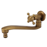 Antique Garden Faucet with Extended Spout Antifreezing Copper Wall Mount Single Cold Water Tap for Washing Sharp Spout - Front View