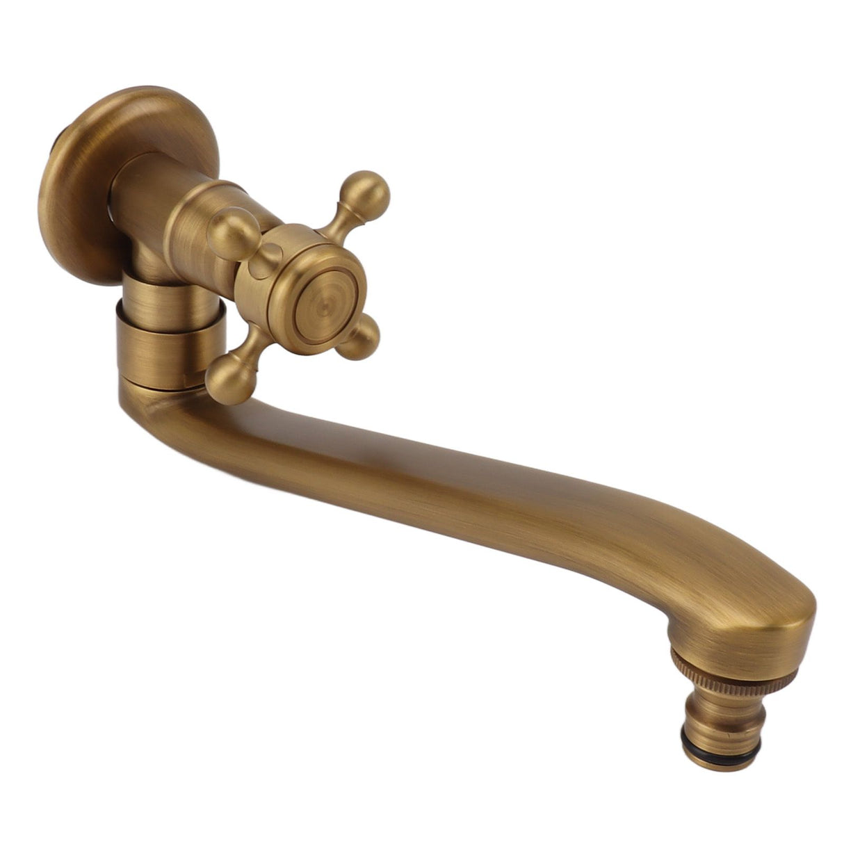 Antique Garden Faucet with Extended Spout Antifreezing Copper Wall Mount Single Cold Water Tap for Washing Sharp Spout
