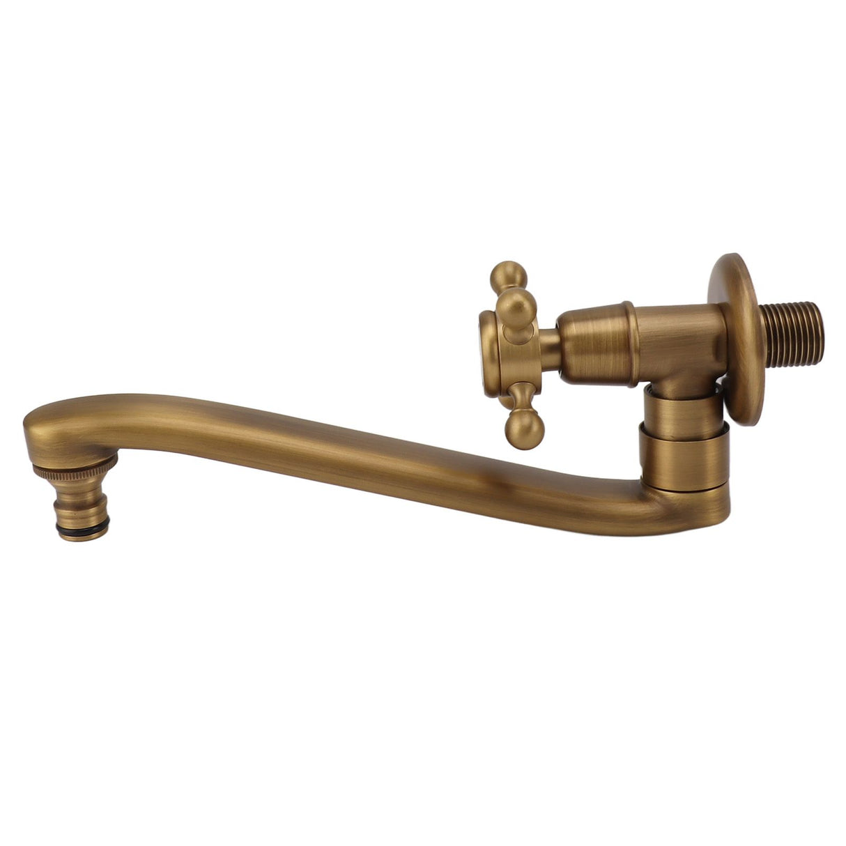 Antique Garden Faucet with Extended Spout Antifreezing Copper Wall Mount Single Cold Water Tap for Washing Sharp Spout