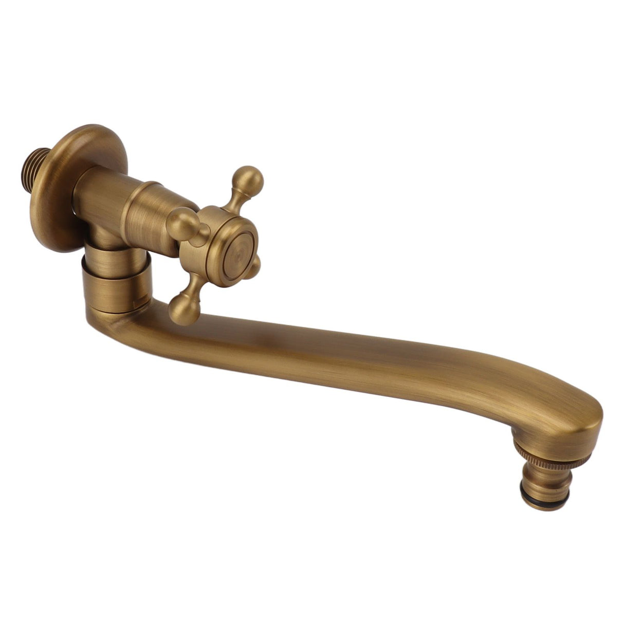 Antique Garden Faucet with Extended Spout Antifreezing Copper Wall Mount Single Cold Water Tap for Washing Sharp Spout