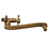 Antique Garden Faucet with Extended Spout Antifreezing Copper Wall Mount Single Cold Water Tap for Washing Sharp Spout
