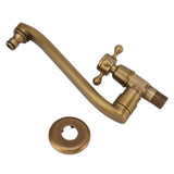 Antique Garden Faucet with Extended Spout Antifreezing Copper Wall Mount Single Cold Water Tap for Washing Sharp Spout