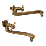 Antique Garden Faucet with Extended Spout Antifreezing Copper Wall Mount Single Cold Water Tap for Washing Sharp Spout