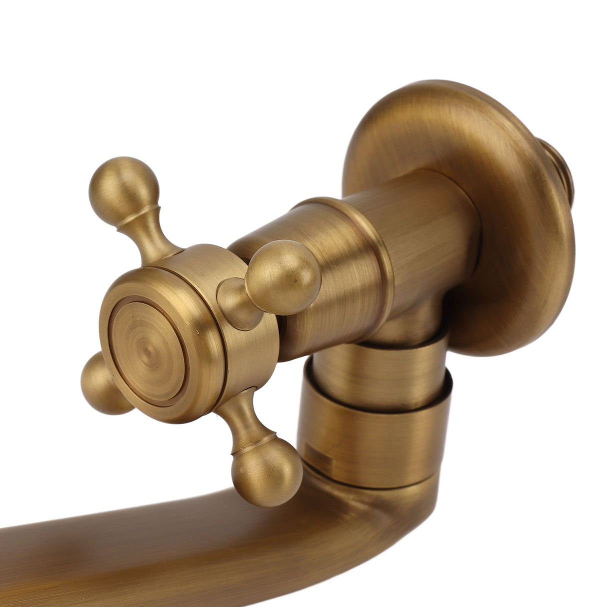 Antique Garden Faucet with Extended Spout Antifreezing Copper Wall Mount Single Cold Water Tap for Washing Sharp Spout