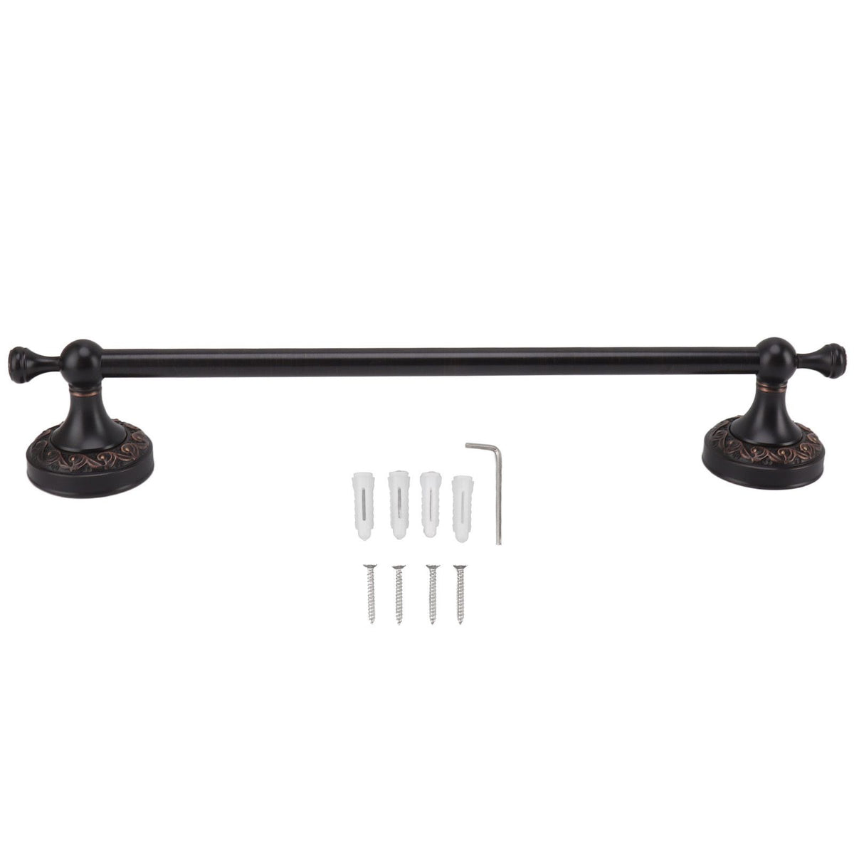 Towel Bar Copper Retro Space Saving 40CM Multifunctional Tilt Proof Single Towel Rack for Bathroom Accessories Black Antique
