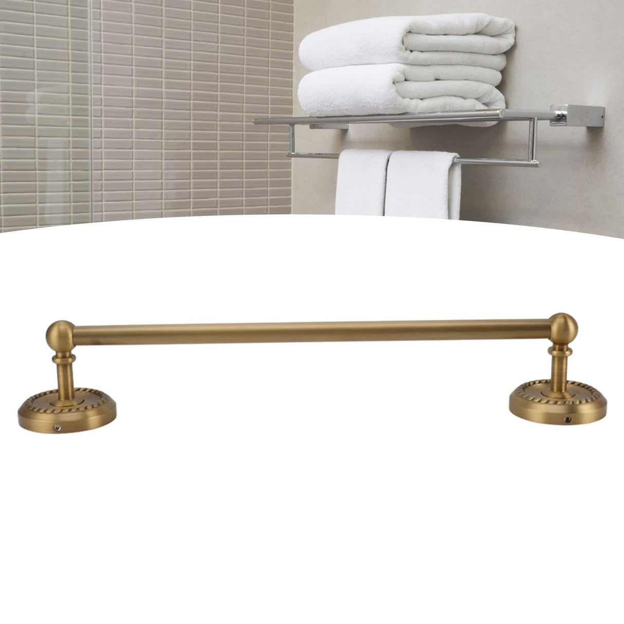 All Copper Bathroom Towel Bar European Style Wall Mounted Towel Rack for Bathroom 41cm Antique Color