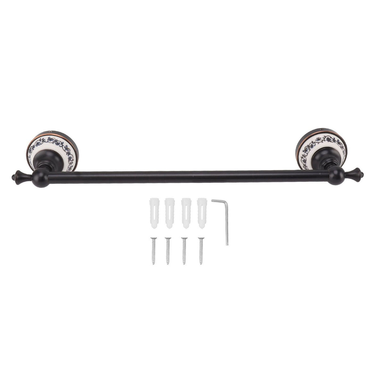40.5cm Bathroom Towel Bar Copper Bath Towel Rack Single Towel Bar Wall Mounted Towel Holder European Style Black Antique