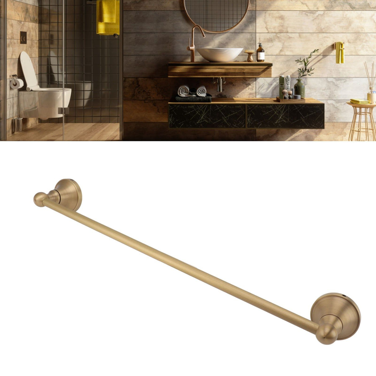 Copper Towel Bar European Style Towel Rack Single Rod Multipurpose Towel Bar Holder for Bathroom Toilet