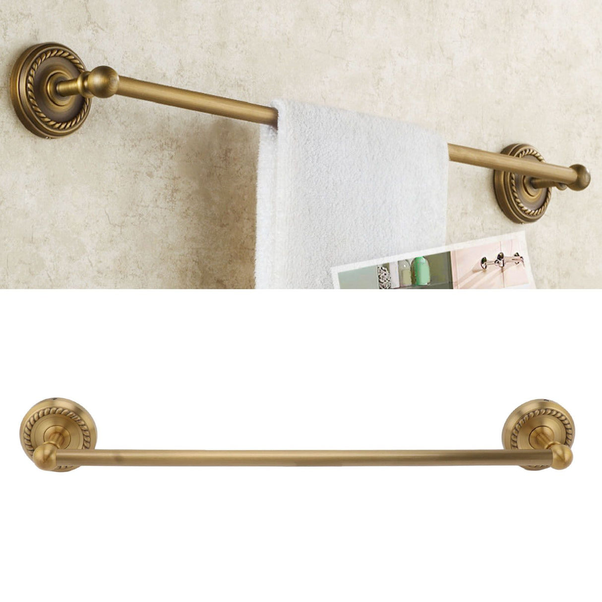 Copper Towel Bar European Style Bathroom Single Bar Towel Rack Bathroom Hanging Rack Antique
