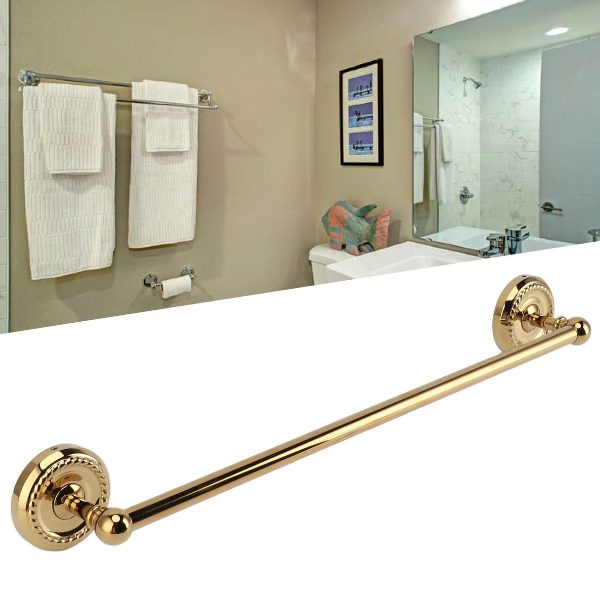 Copper Towel Bar European Style Bathroom Single Bar Towel Rack Bathroom Hanging Rack Titanium
