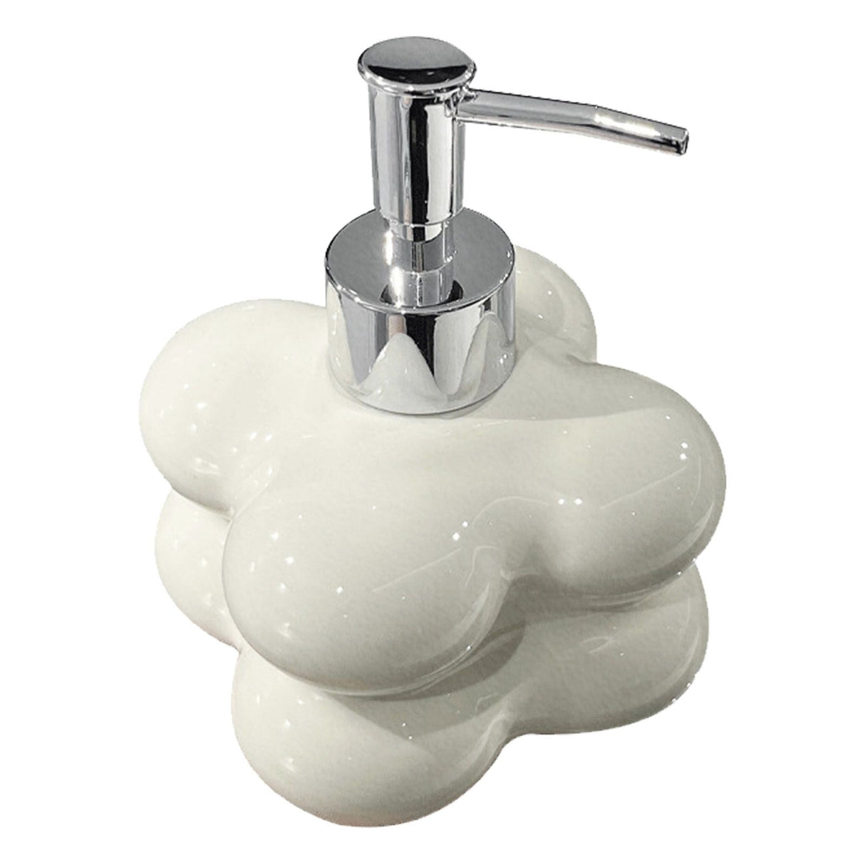 Cloud Press Pump Bottle Ceramic Reusable Decoration Refillable Cloud Shape Dispenser Bottle for Bathroom Milky White